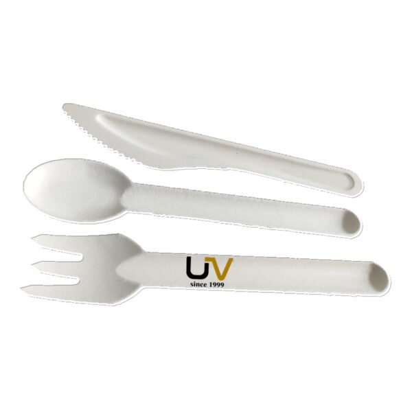 Eco-friendly bagasse sugarcane pulp cutlery set