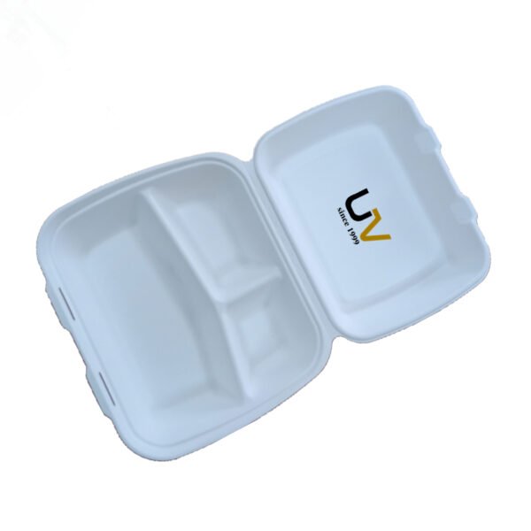 9inch x 7inch 3-compartment clamshell box