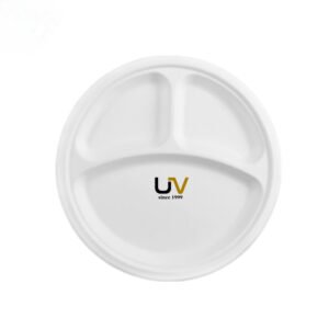 3 compartments 100% biodegradable disposable plate